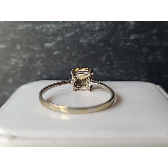 925 Sterling Silver Prong Set Yellow Glass Solitaire Ring, SIZE US 8 Vintage - Picture 7 of 10